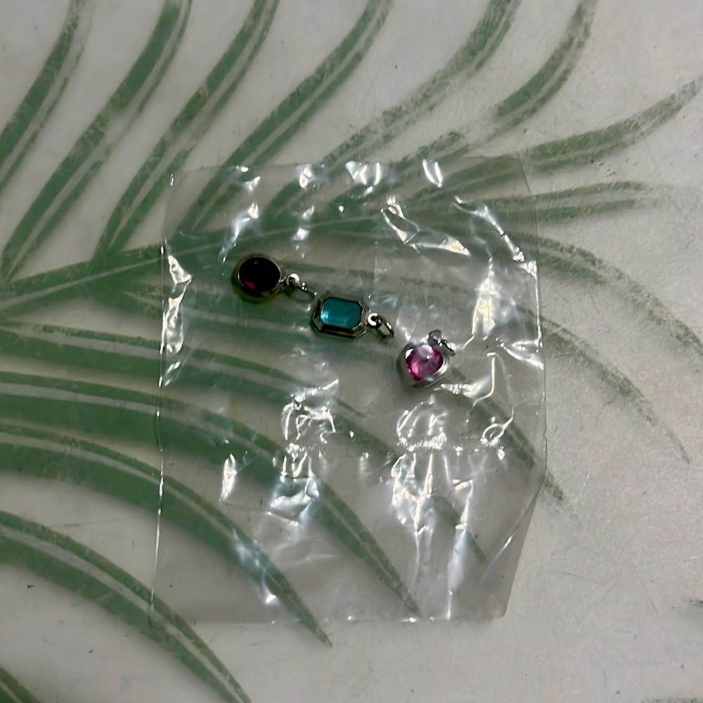 Sterling silver color crystal dangle necklace.